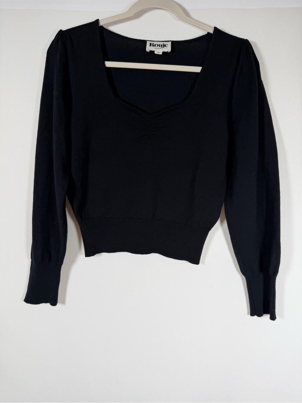 Rouje Paris Black Wool Sweater Top Parisian, Quiet Luxury, Capsule, Old Money